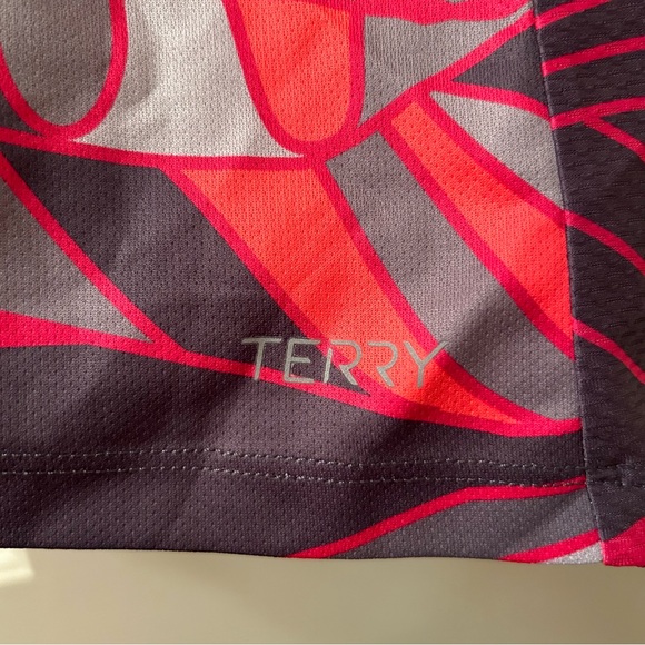 Terry Cycling Sleeveless Jersey Size Medium Pink Grey Geometric Back Pockets - Picture 4 of 6